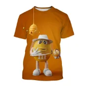  【夏季上衣】M&M's Chocolate 3D 印花 T 恤男女情侶 T 恤休閒短袖上衣中性街頭裝趣味糖果圖案 T 恤