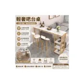 (店+)輕奢吧臺桌 沙發背桌 吧臺桌小宅餐桌書桌兩用 大理石紋高腳桌 帶收納層架吧檯桌 高腳桌 北歐客廳桌椅 組閤小吧臺