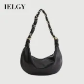 IELGY 女士腋下包 鬆弛感大容量黑色餃子包