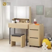 WAKUHOME 瓦酷家具 LAMP暖調工業風原橡木2.7尺化妝鏡台組+1.3尺活動櫃-寬80*深42*高136.5cm