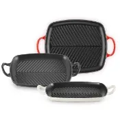 【Le Creuset】典藏琺瑯鑄鐵鍋雙耳長方魚骨烤盤30cm(沉靜黑/櫻桃紅/蛋白霜 3色選1)