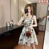 【甜美溫柔碎吊裙純欲感收腰顯瘦規則裙襬連裙潮