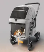 Bello D9📍可調節高度大車籠 中大型犬適用 寵物推車外出用品寵物包 柯基柴柴多隻貓適用 一體折疊大空間承重30公斤 YA03