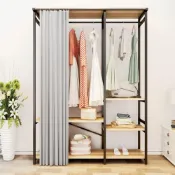 (店+)【慢慢家居】現代簡約附廉開放式衣櫃-4尺(W120xD50xH200cm 衣帽架 掛衣架 吊衣架 衣櫥)