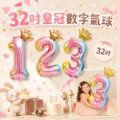 現貨當天寄『皇冠32吋數字鋁箔氣球』漸變數字氣球 生日佈置 周歲收涎