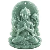 【現貨 免運 可開發票】天然a貨翡翠豆種四臂觀音掛件玉石蓮花吊墜