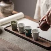 束刻 個人專用 茶杯 越窯青瓷 仿古品茗杯 聞香杯 功夫茶具 國風單主人杯 手作工藝