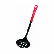 asdfkitty可愛家精品店 asdfkitty*日本製 KITTY 不沾鍋專用 耐熱紅柄有洞大湯匙-有刻made in japan
