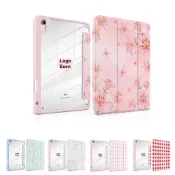 水彩粉色百合蝴蝶透明 iPad 保護套適用於 iPad 第 10 代 10.9 A16 11th Air 5/Air 4