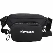 【MONCLER】DURANCE 品牌字母刺繡尼龍胸肩背 腰包-黑色(胸肩背包 腰包)