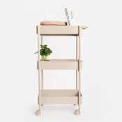 (店+)【HOLA】PALETTE鐵製烤漆附把手三層推車 彌月咖