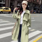 【ONEY 歐妮】● 千次回頭時尚收腰長版風衣(翻領/大口袋/長版外套/售完不補)
