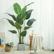 協貿國際日用品生活11館 仿真植物裝飾大型北歐假綠植盆栽擺件旅人蕉龜背竹散尾葵落地盆景