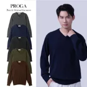 (店+)【PROGA】PRG25025 100%純Cashmere喀什米爾羊絨 V領針織長袖毛衣男 標準款5色 柔軟親