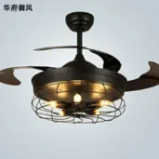 風扇燈 美式鄉村風扇燈110v變頻靜音復古吊扇燈客廳茶樓餐廳工業風燈具【林之舍】