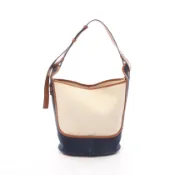 【DOKODEMO】【二手】 LOEWE Anagram Hobo 包，象牙色/ブラウン/海軍藍帆布皮革肩包，女士款