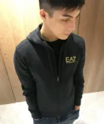 美國百分百【Emporio Armani 】長袖 夾克 EA7 連帽外套 logo 黑 素面 XS~XXL號 J588