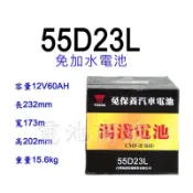 全新湯淺YUASA免加水汽車電池/55D23L
