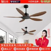 （可開發票）【銷售冠軍智能變頻客廳家扇簡約復古燈吊頂扇大力餐廳工業吊扇（滿額免運）