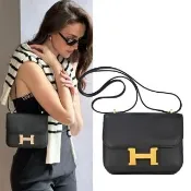 【Hermes 愛馬仕】Constance 18cm 89 Epsom Z刻 牛皮斜背包(89黑/金釦)