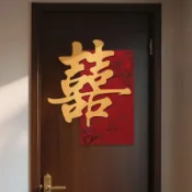 『臺現』 100%正品喜字貼結婚禮專用婚房佈置裝飾大門入戶門房門臥室門立體貼紙套裝