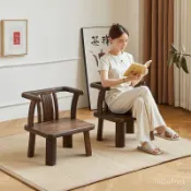 實木中式小椅子 帶扶手靠背凳子 榻榻米圈椅 矮凳 茶幾飄窗桌 休閒椅子  休閑椅 椅子 家用椅 椅 實木椅 小椅子