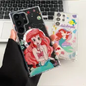 SAMSUNG 適用於三星 S26 Ultra S25 Ultra S24U 迪士尼公主小美人魚愛麗兒硬質透明磁鐵手機殼