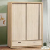 【Hampton 漢汀堡】肯尼斯原切雙色5X7推門衣櫥-150×57×212cm