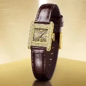 【EMPORIO ARMANI】亞曼尼 Two-Hand 晶鑽方形雙針女錶 手錶-20x26mm 送禮 禮物 推薦(AR11705)