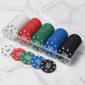 (店+)【尋寶趣嚴選】盒損 桌遊配件五色撲克牌籌碼組 帶收納盒 數字籌碼 德州撲克 娛樂籌碼現貨
