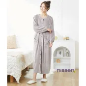 Nissen 孕婦哺乳睡衣 產前產後前開扣 柔軟親膚彈性長袖長版 舒適居家服 秋冬款