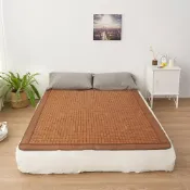 (店+)【沐眠生活家】自來涼~3D棉繩壓邊 孟宗竹麻將型涼蓆/麻將蓆雙人/5尺_經典碳化 加寬包邊  涼蓆 床墊 竹蓆 涼墊
