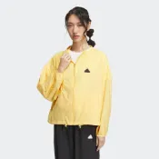 (店+)【adidas 愛迪達】ADIDAS 外套 TECH UPF HD JKT 黃色 抽繩 連帽 風衣外套 女 IM8836