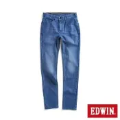 EDWIN 女裝 JERSEYS 全方位超彈力高腰丹寧錐形迦績褲-中古藍