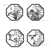 立體牆貼 牆面裝飾 牆壁貼畫 背景牆 牆貼 窗格佈置貼紙 玻璃貼紙中式客廳家用推拉門窗戶教室梅蘭竹菊創意裝飾中國風牆貼