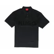 HUGO BOSS 純棉字母LOGO OVERSIZED短袖POLO衫(男款/黑)