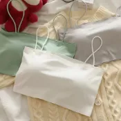 胖胖美依 上衣 吊帶 背心 無袖上衣 胸罩 內搭 新款無痕冰絲內衣無鋼圈吊帶胸罩聚攏防滑抹胸背心胸罩7213.