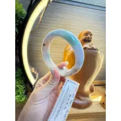 🔥新貨到🫶附緬a證書💕天然翡翠糯冰莫奈花園桂花糕仙女🧚‍♀️鐲🥰A615圈口🍀57.3