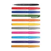 (店+)【Pentel 飛龍】柔繪筆 SES15C 彩繪毛筆 共12色 彩繪 卡片 花體字 毛筆 第一彈