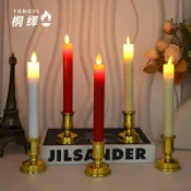 麥麥居家 led電子蠟燭 紅色桿蠟帶底座長桿燭臺蠟燭燈 仿真 火苗婚禮氣氛布置[PP0506055]