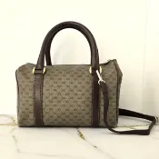 中古包 Gucci咖啡色老花小號波士頓包 斜背包 側背包 單肩包 古董