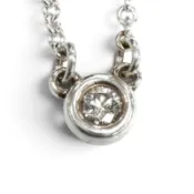 【DOKODEMO】成色極佳★TIFFANY&Co. Tiffany Diamond by the Yard 單鑽吊墜，AG925 純銀材質，邊框直徑：3.3毫米，項鍊，銀色，重量：1.5克，女士款，附原廠盒