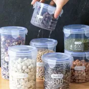食品級塑膠保鮮收納罐 耐高溫防潮 五穀雜糧 茶葉堅果 冰箱圓形密封收納盒