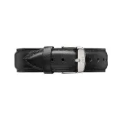 【Daniel Wellington】Classic Sheffield 20mm爵士黑真皮錶帶-銀(DW錶帶 DW00200020)