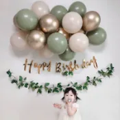 19pcs 豆綠色乳膠氣球花環拱形套件嬰兒淋浴婚禮叢林生日派對裝飾品兒童氦氣球