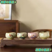 冰裂紋高顏值汝窯桃花羅漢杯陶瓷開片主人杯家用喝茶單杯