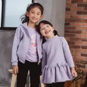 Annys安妮公主-圓點壓紋雙蝴蝶結秋冬款長袖傘擺洋裝*9626紫色