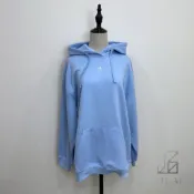 Adidas-刺繡小logo 長袖帽T 水藍色M(勿直接下單請先聊聊)