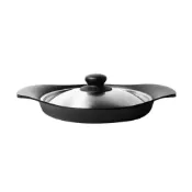 (店+)【柳宗理】南部鐵器橫紋煎盤22cm/附不鏽鋼蓋 (煎盤/煎鍋/平底鍋/鐵鍋)