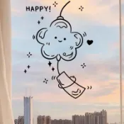 （藍胖子家居）簡約花朵風鈴玻璃門窗戶防撞裝飾貼紙房間改造美化卡通創意牆貼畫